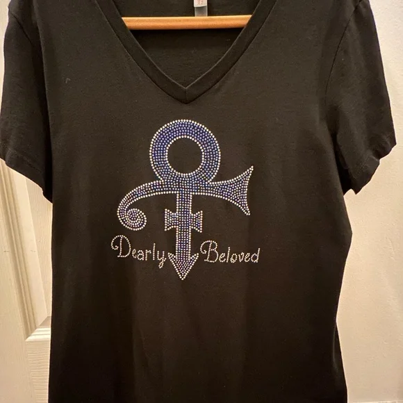 Prince Dearly Beloved Symbol Custom Rhinestone Tee XL - Picture 6 of 7